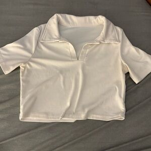 SHEIN white collared crop top